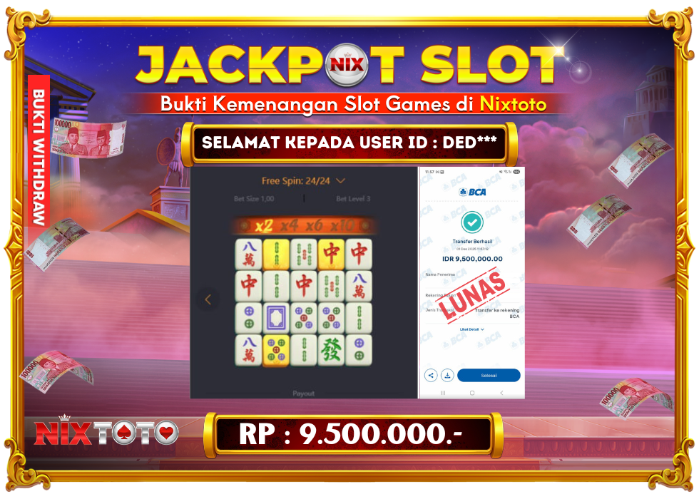 🎰 NIXTOTO JACKPOT SLOT Rp. 9.500.000 LUNAS 🎉