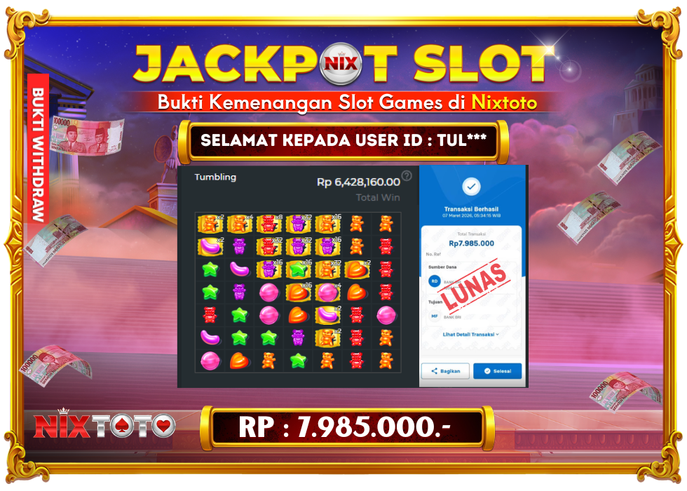🎰 NIXTOTO JACKPOT SLOT Rp. 7.985.000 LUNAS 🎉