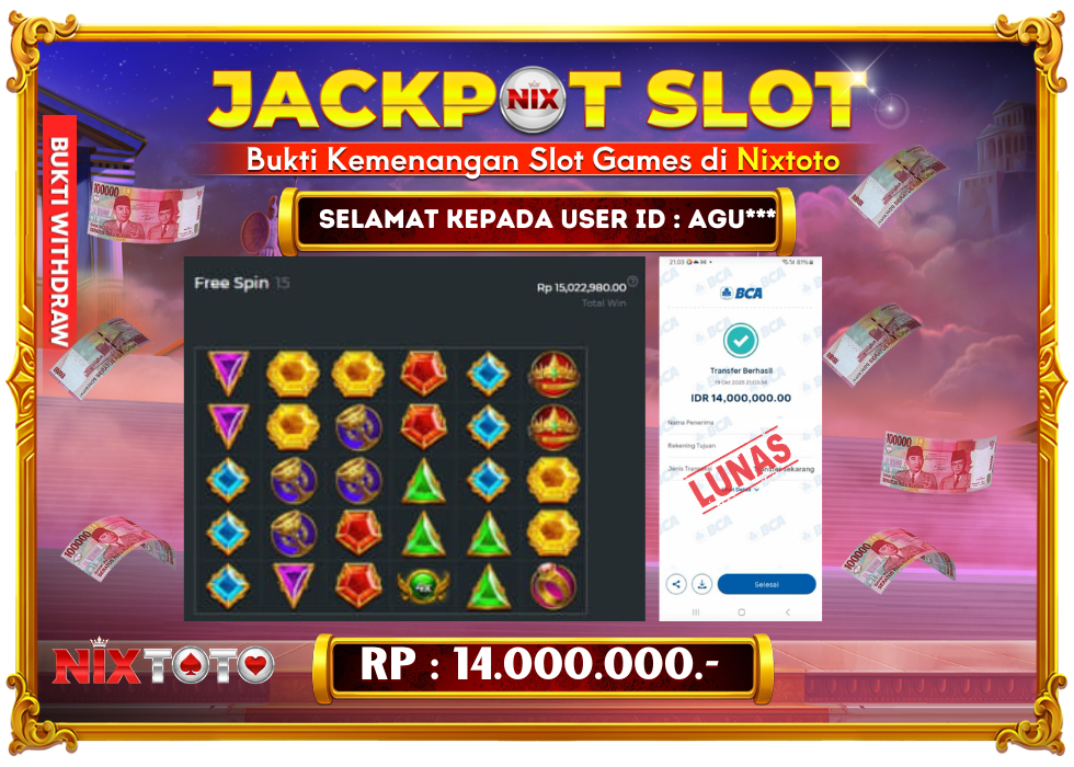 🎰 NIXTOTO JACKPOT SLOT Rp. 14.000.000 LUNAS 🎉