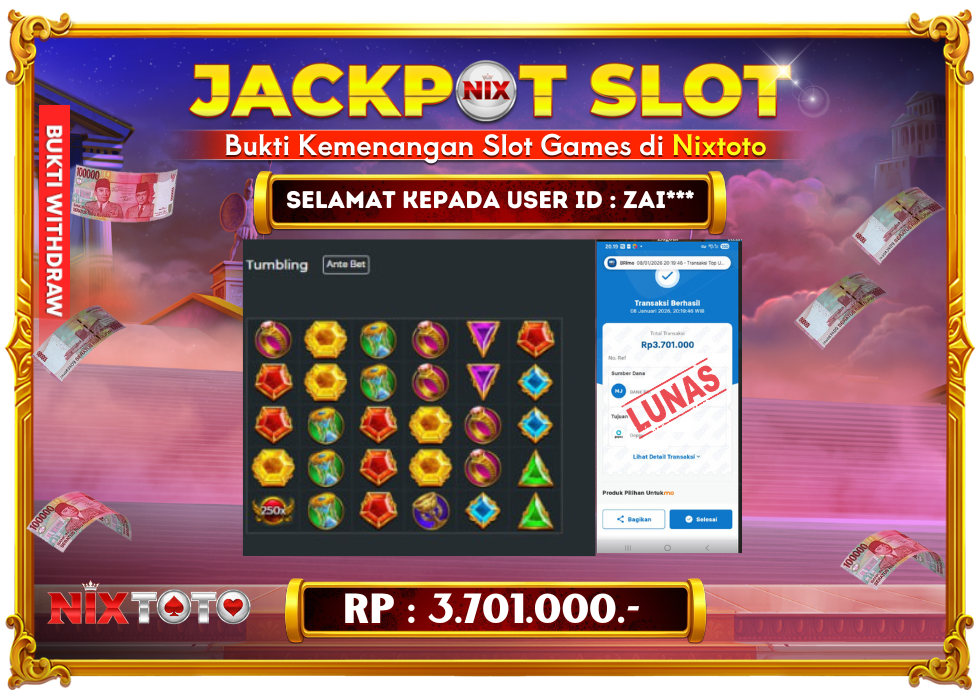 🎰 NIXTOTO JACKPOT SLOT Rp. 3.701.000 LUNAS 🎉