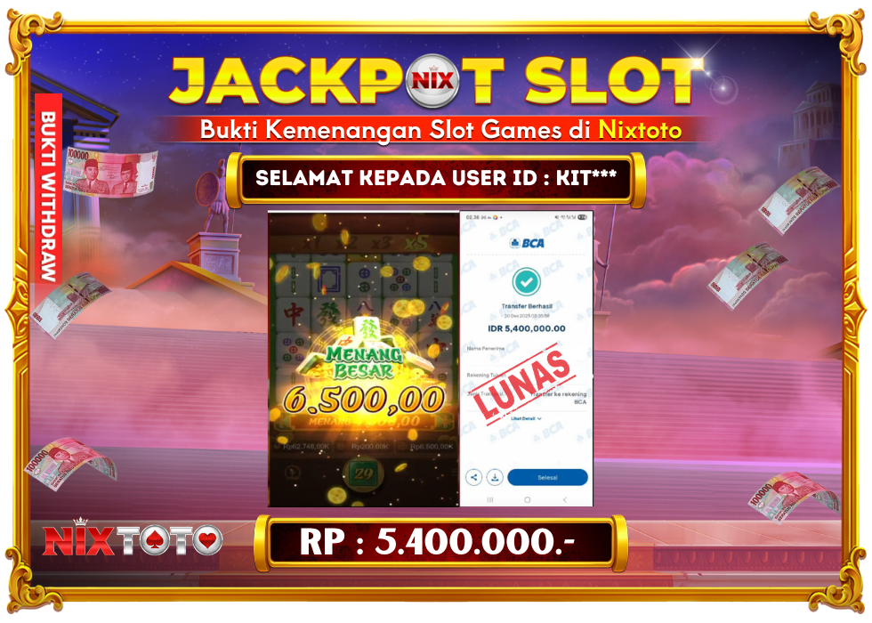 🎰 NIXTOTO JACKPOT SLOT Rp. 5.400.000 LUNAS 🎉