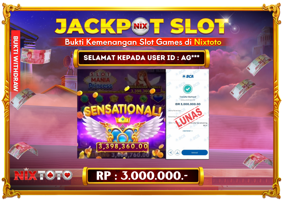 🎰 NIXTOTO JACKPOT SLOT Rp. 3.000.000 LUNAS 🎉