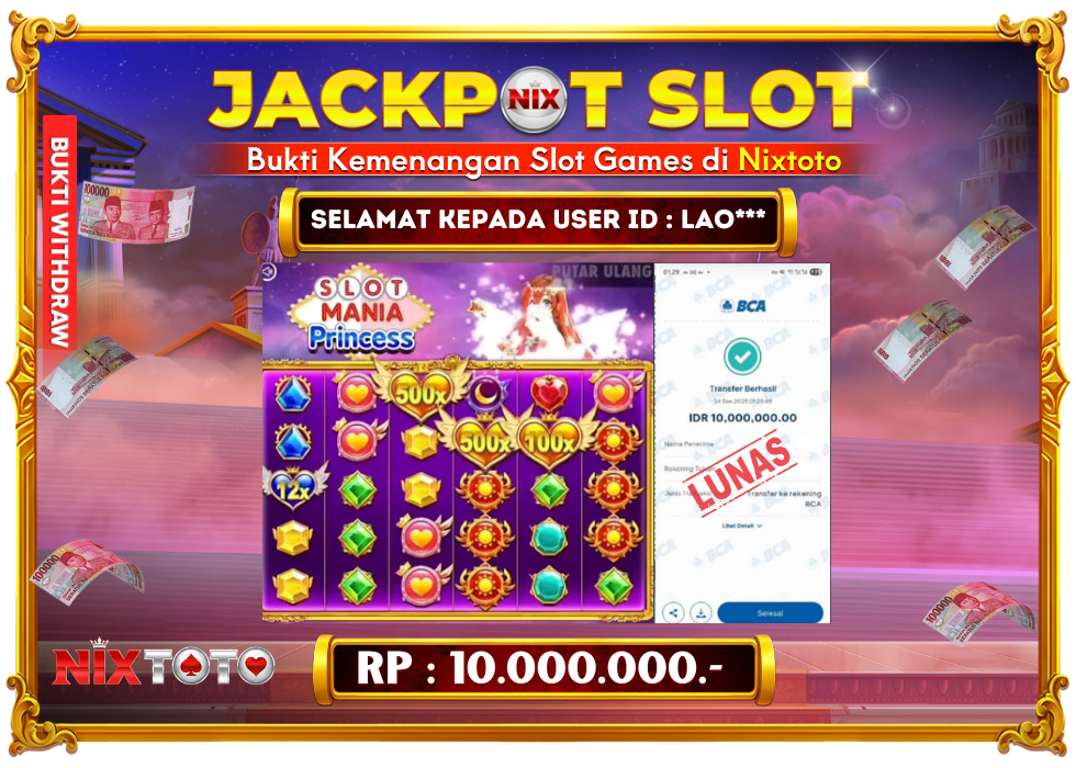 🎰 NIXTOTO JACKPOT SLOT Rp. 10.000.000 LUNAS 🎉