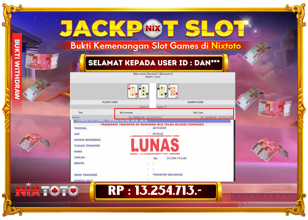🎰 NIXTOTO JACKPOT SLOT Rp. 13.254.713 LUNAS 🎉