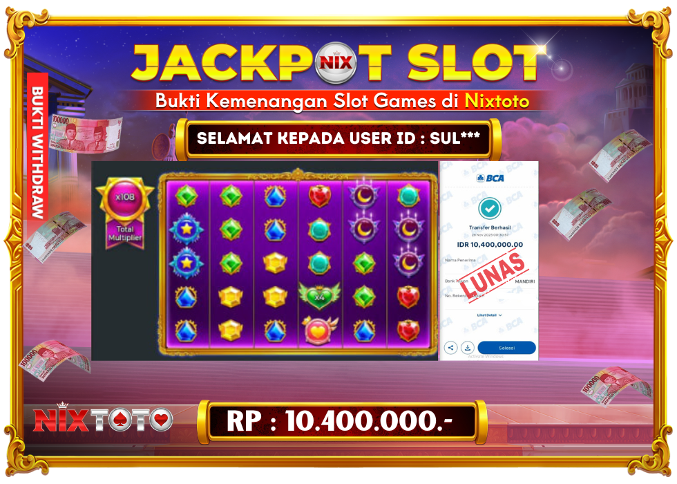 🎰 NIXTOTO JACKPOT SLOT Rp. 10.400.000 LUNAS 🎉