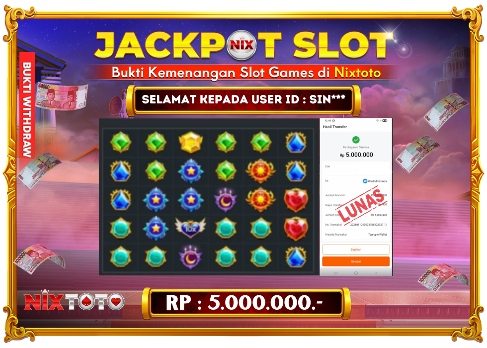 🎰 NIXTOTO JACKPOT SLOT Rp. 5.000.000 LUNAS 🎉