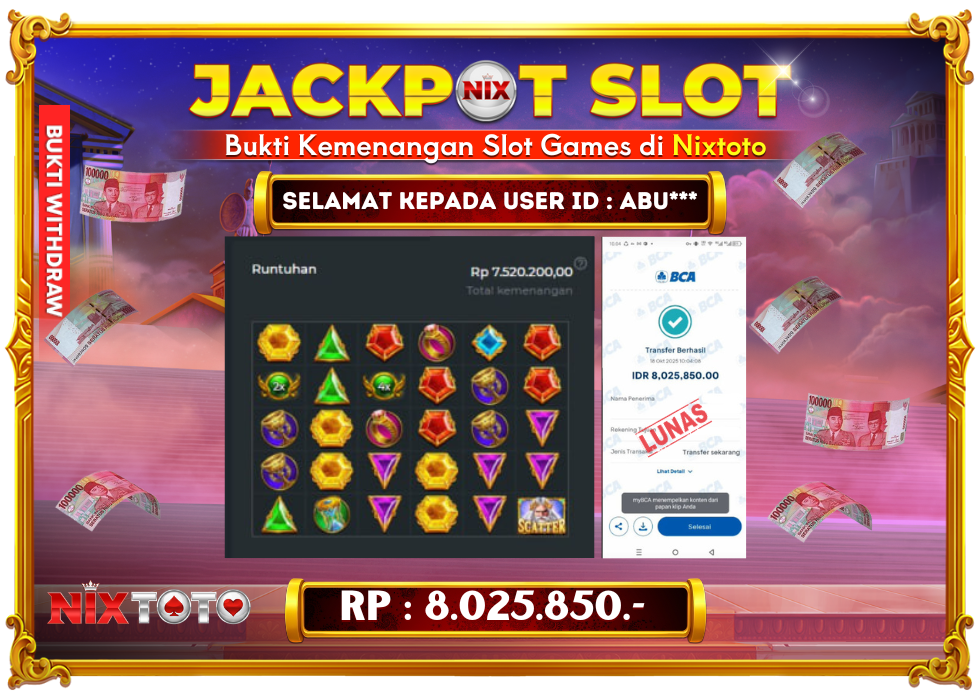 🎰 NIXTOTO JACKPOT SLOT Rp. 8.025.850 LUNAS 🎉