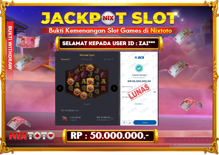 🎰 NIXTOTO JACKPOT SLOT Rp. 50.000.000 LUNAS 🎉