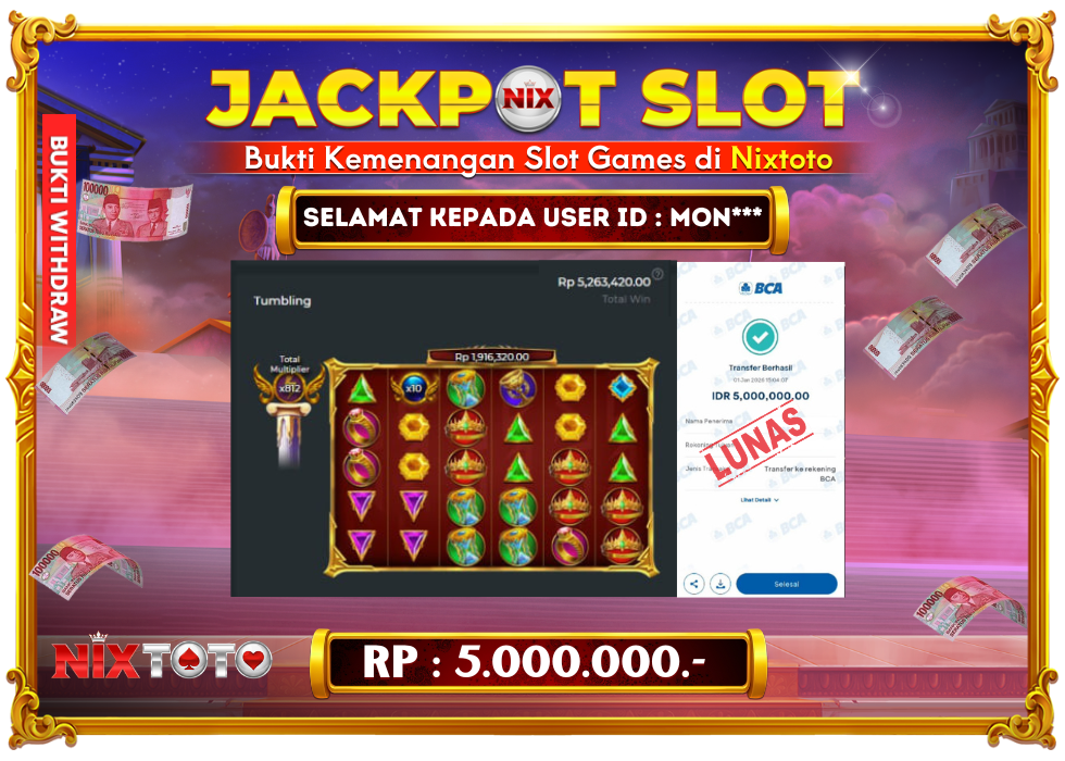 🎰 NIXTOTO JACKPOT SLOT Rp. 5.000.000 LUNAS 🎉