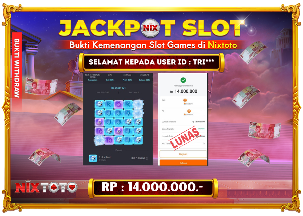 🎰 NIXTOTO JACKPOT SLOT Rp. 14.000.000 LUNAS 🎉