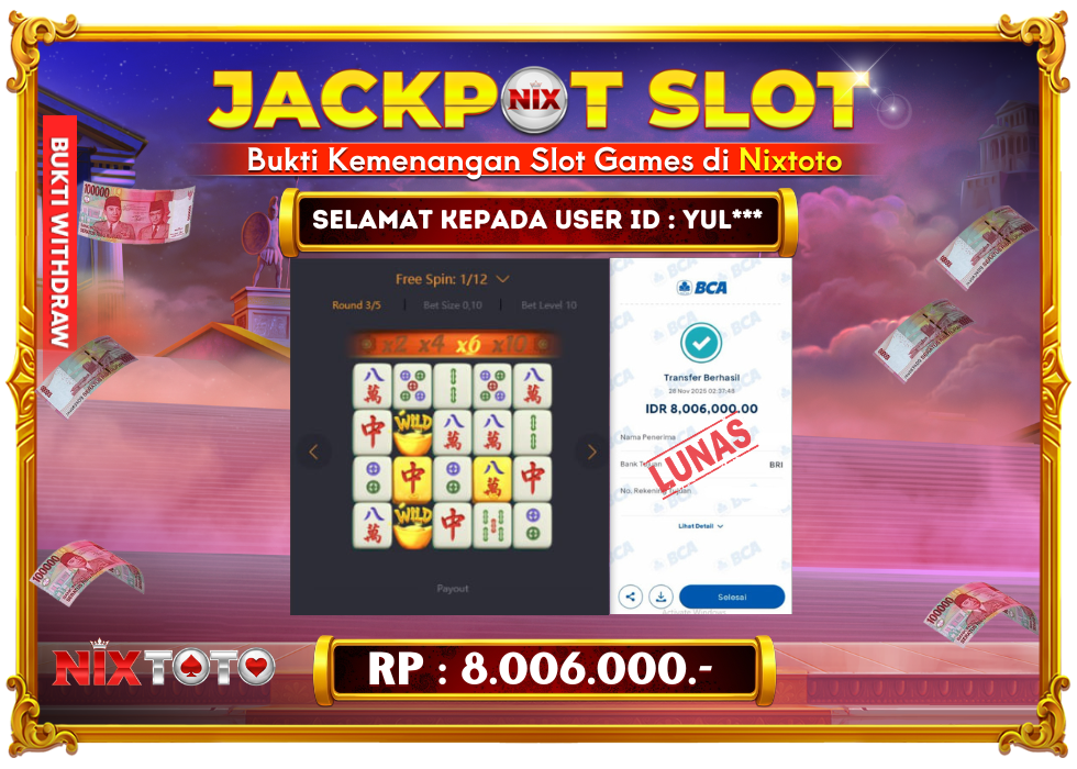 🎰 NIXTOTO JACKPOT SLOT Rp. 8.006.000 LUNAS 🎉