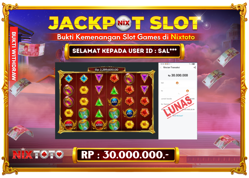 🎰 NIXTOTO JACKPOT SLOT Rp. 30.000.000 LUNAS 🎉