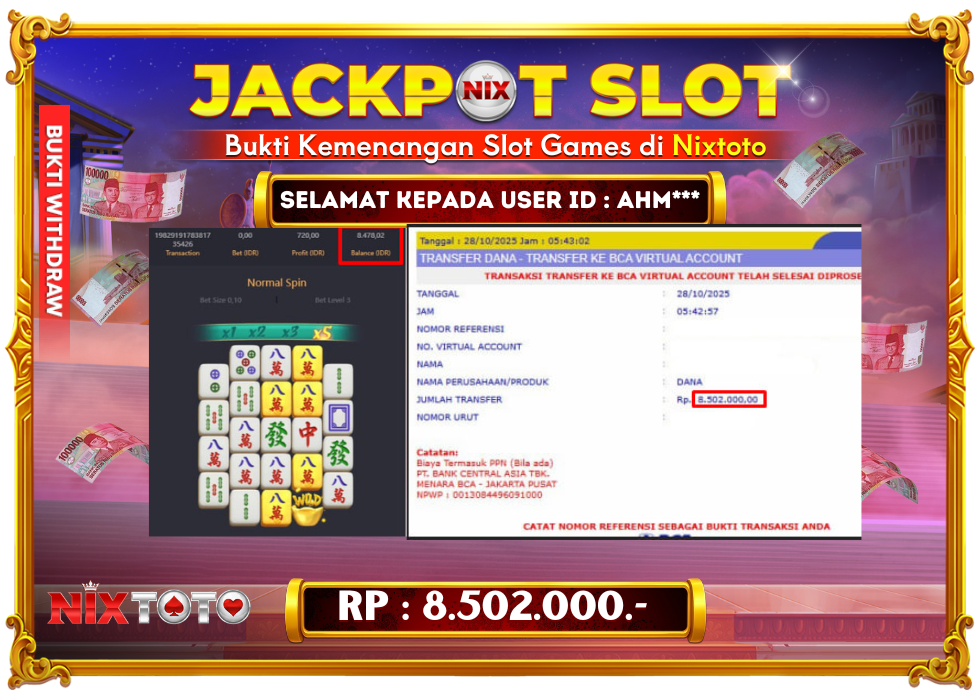 🎰 NIXTOTO JACKPOT SLOT Rp. 8.502.000 LUNAS 🎉