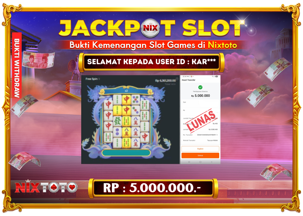 🎰 NIXTOTO JACKPOT SLOT Rp. 5.000.000 LUNAS 🎉