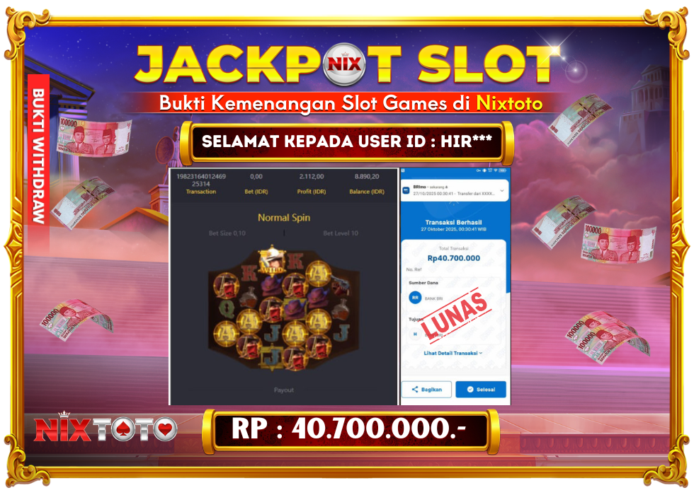 🎰 NIXTOTO JACKPOT SLOT Rp. 40.700.000 LUNAS 🎉