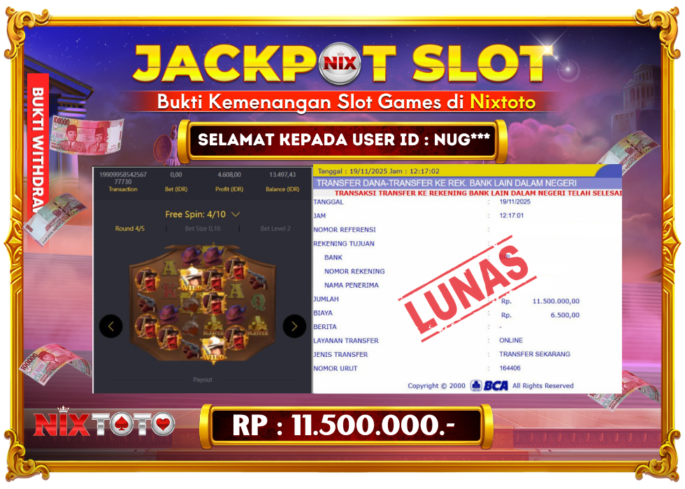 🎰 NIXTOTO JACKPOT SLOT Rp. 11.500.000 LUNAS 🎉