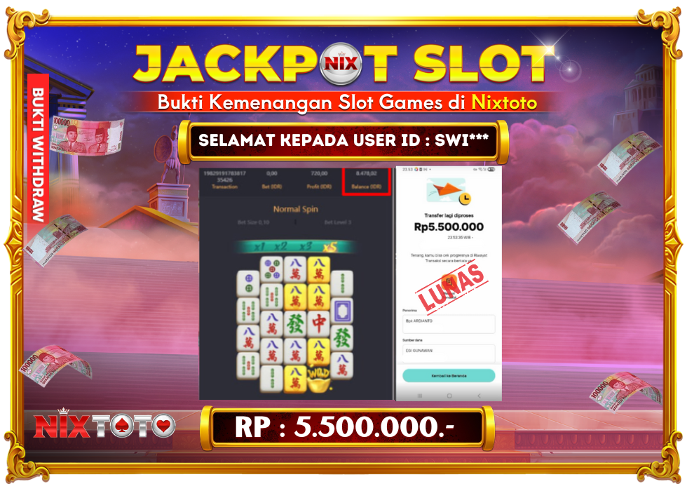 🎰 NIXTOTO JACKPOT SLOT Rp. 5.500.000 LUNAS 🎉