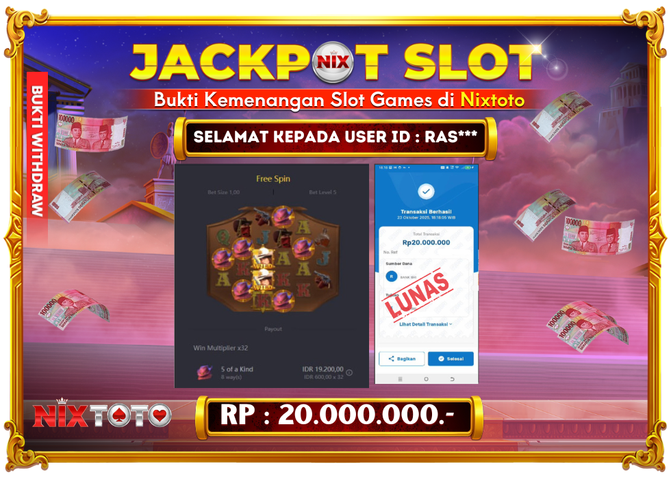 🎰 NIXTOTO JACKPOT SLOT Rp. 20.000.000 LUNAS 🎉
