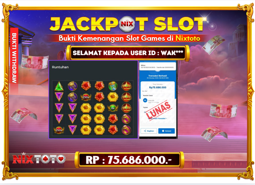 🎰 NIXTOTO JACKPOT SLOT Rp. 75.686.000 LUNAS 🎉