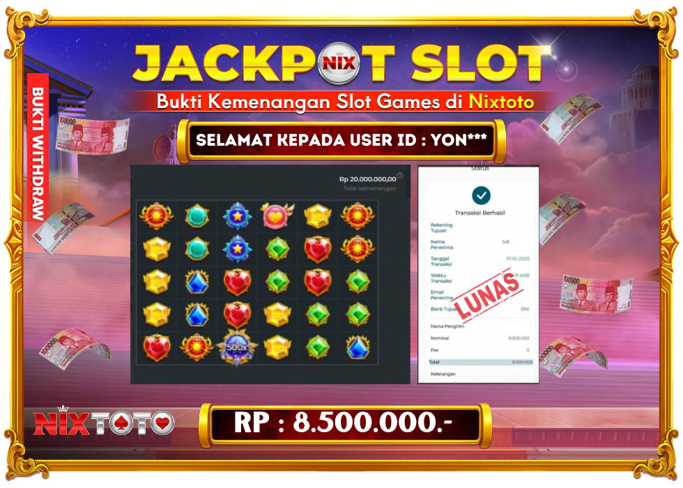 🎰 NIXTOTO JACKPOT SLOT Rp. 8.500.000 LUNAS 🎉