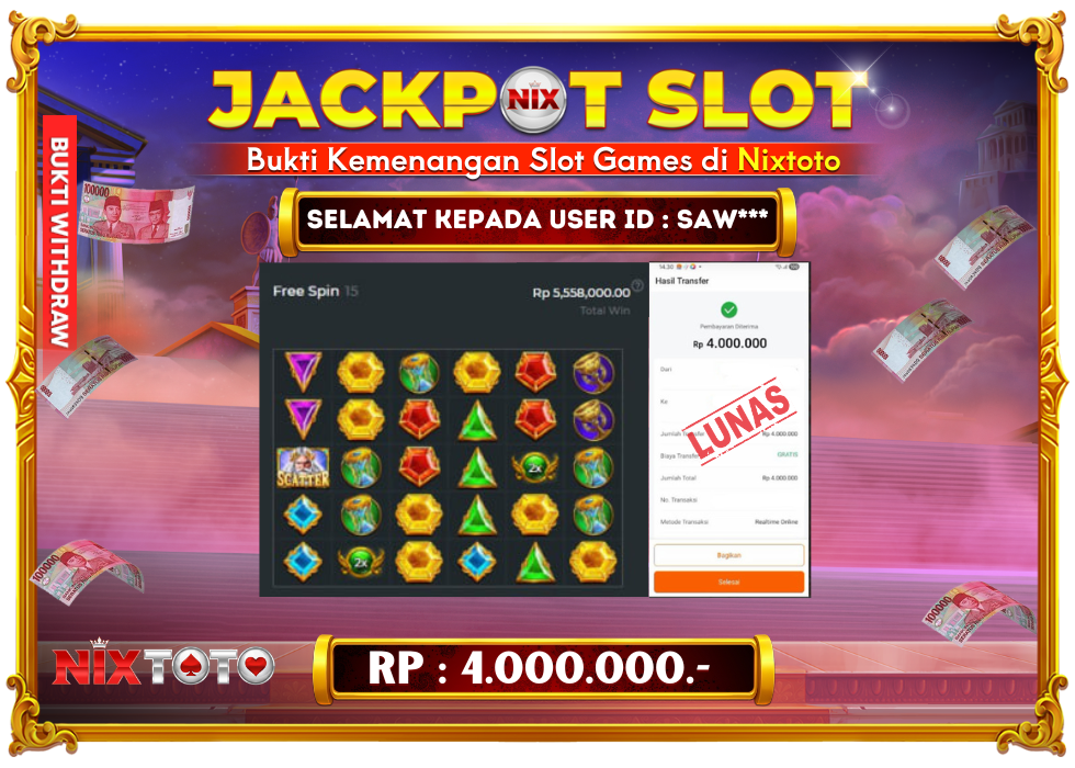 🎰 NIXTOTO JACKPOT SLOT Rp. 4.000.000 LUNAS 🎉
