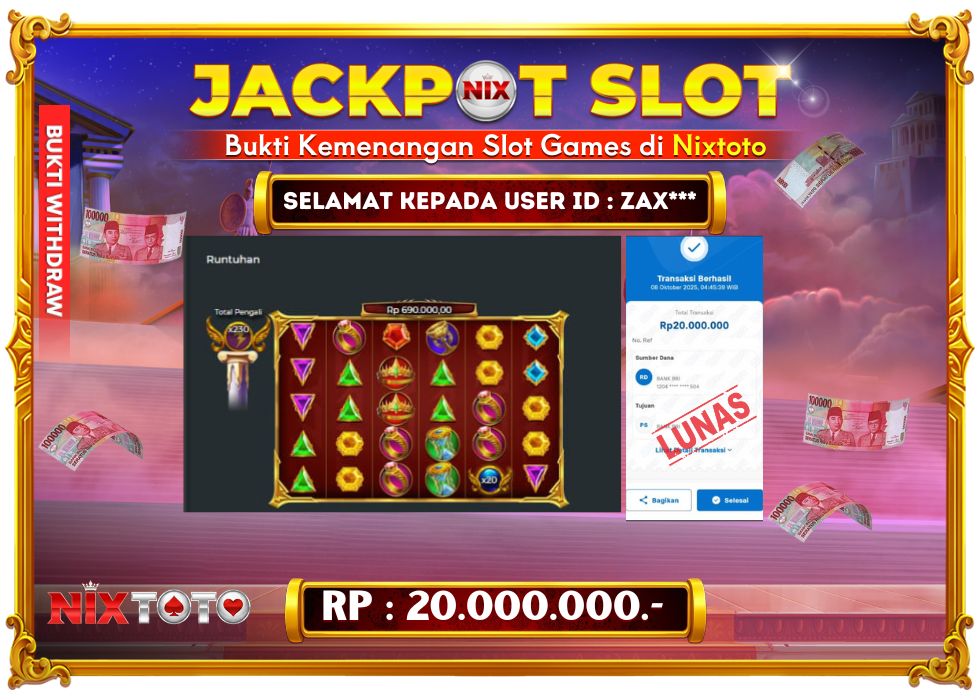 🎰 NIXTOTO JACKPOT SLOT Rp. 20.000.000 LUNAS 🎉