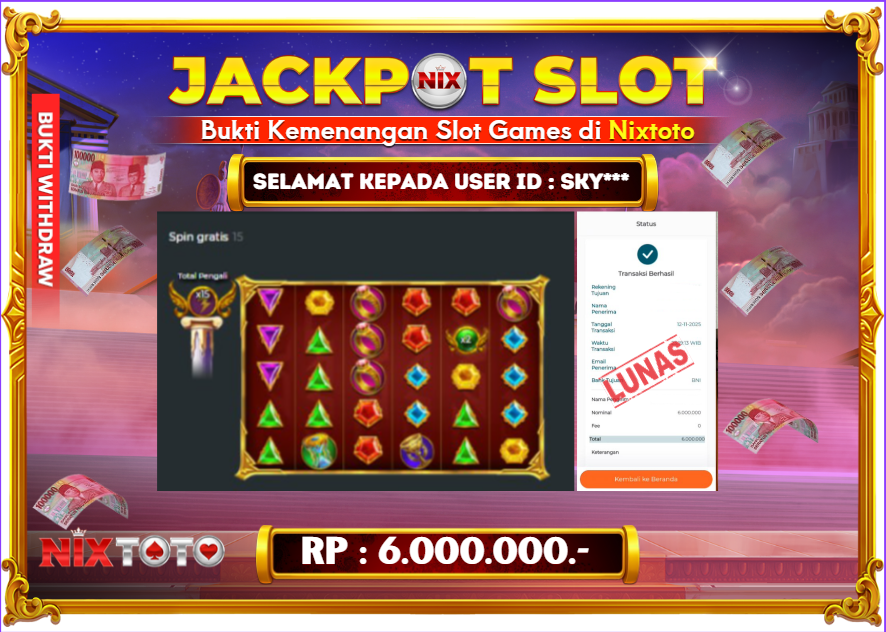 🎰 NIXTOTO JACKPOT SLOT Rp. 6.000.000 LUNAS 🎉