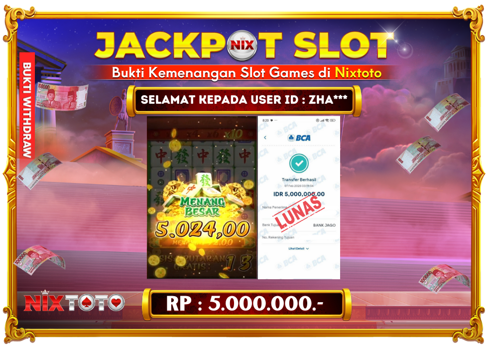 🎰 NIXTOTO JACKPOT SLOT Rp. 5.000.000 LUNAS 🎉