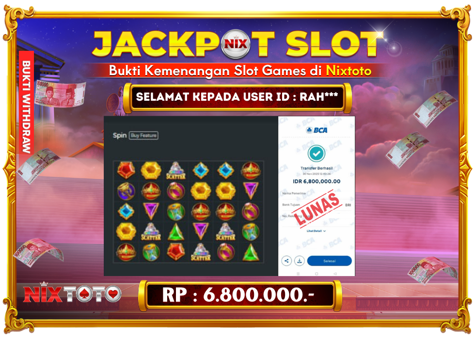 🎰 NIXTOTO JACKPOT SLOT Rp. 6.800.000 LUNAS 🎉