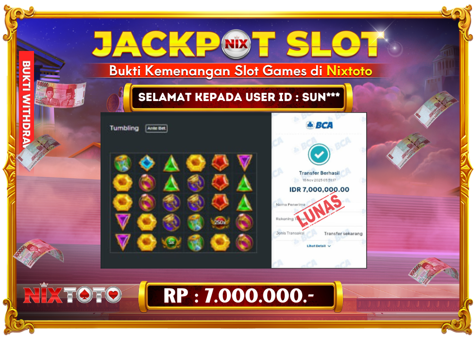 🎰 NIXTOTO JACKPOT SLOT Rp. 7.000.000 LUNAS 🎉