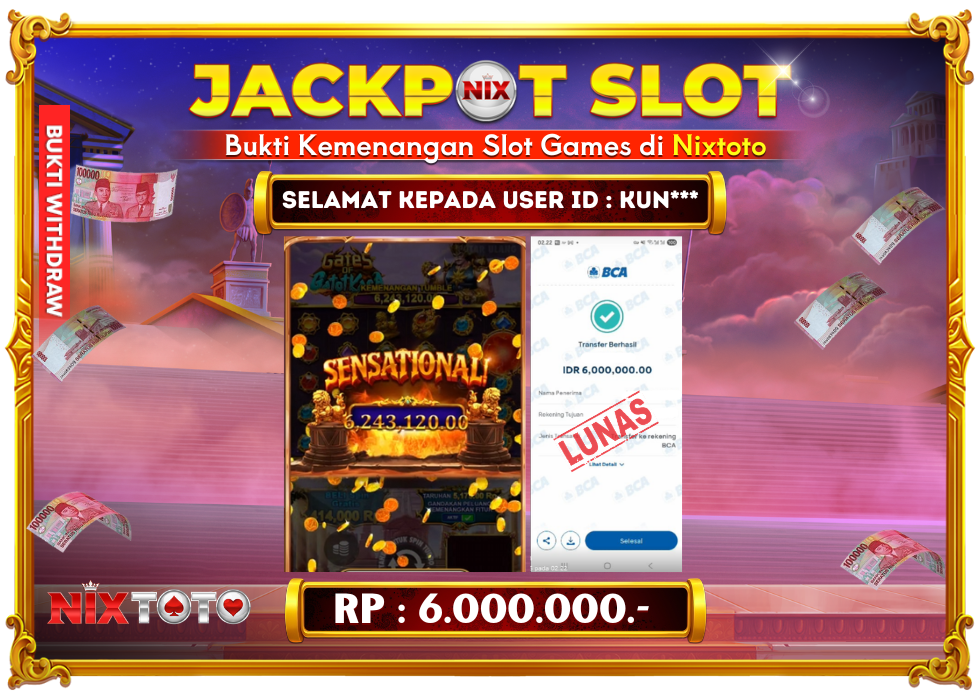 🎰 NIXTOTO JACKPOT SLOT Rp. 6.000.000 LUNAS 🎉