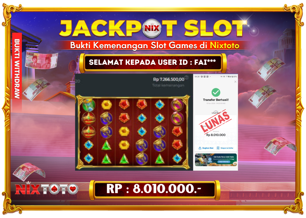 🎰 NIXTOTO JACKPOT SLOT Rp. 8.010.000 LUNAS 🎉