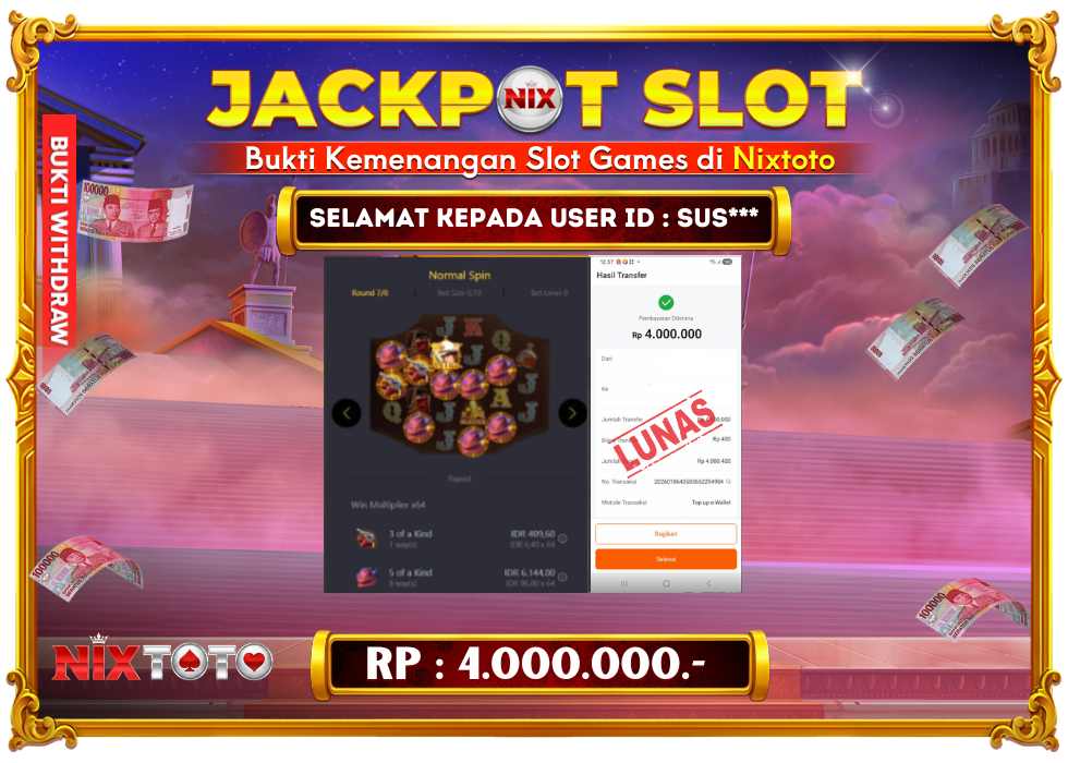 🎰 NIXTOTO JACKPOT SLOT Rp. 4.000.000 LUNAS 🎉