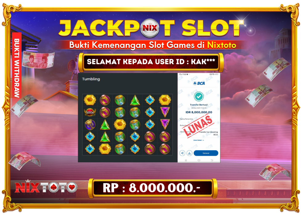 🎰 NIXTOTO JACKPOT SLOT Rp. 8.000.000 LUNAS 🎉