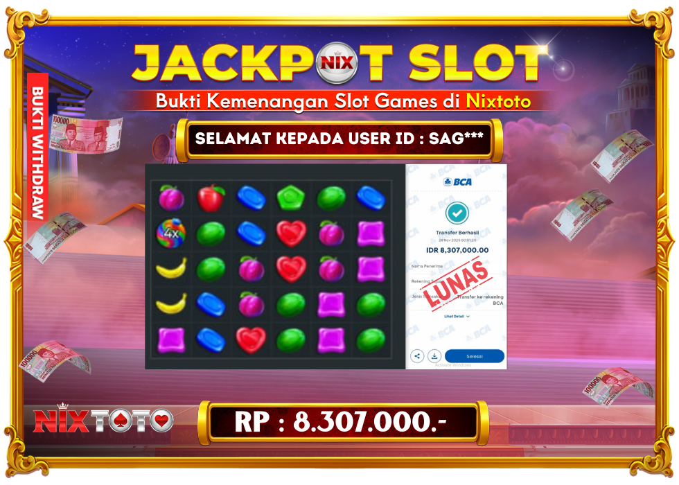🎰 NIXTOTO JACKPOT SLOT Rp. 8.307.000 LUNAS 🎉