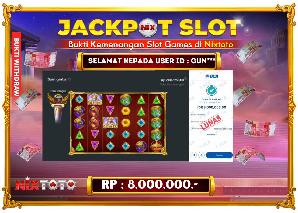 🎰 NIXTOTO JACKPOT SLOT Rp. 8.000.000 LUNAS 🎉