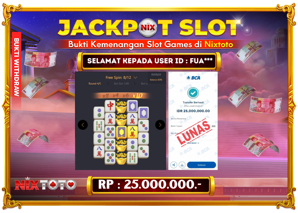 🎰 NIXTOTO JACKPOT SLOT Rp. 25.000.000 LUNAS 🎉