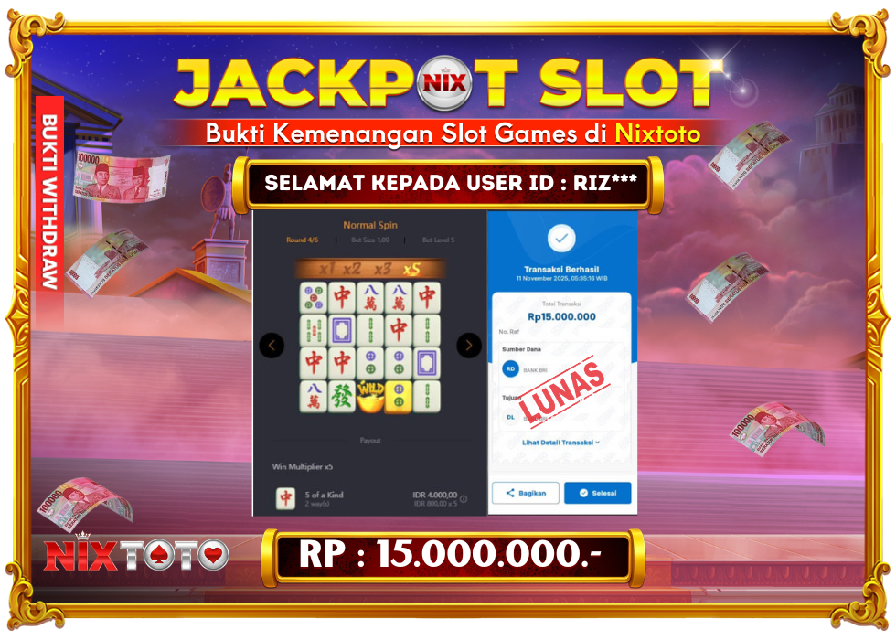 🎰 NIXTOTO JACKPOT SLOT Rp. 15.000.000 LUNAS 🎉