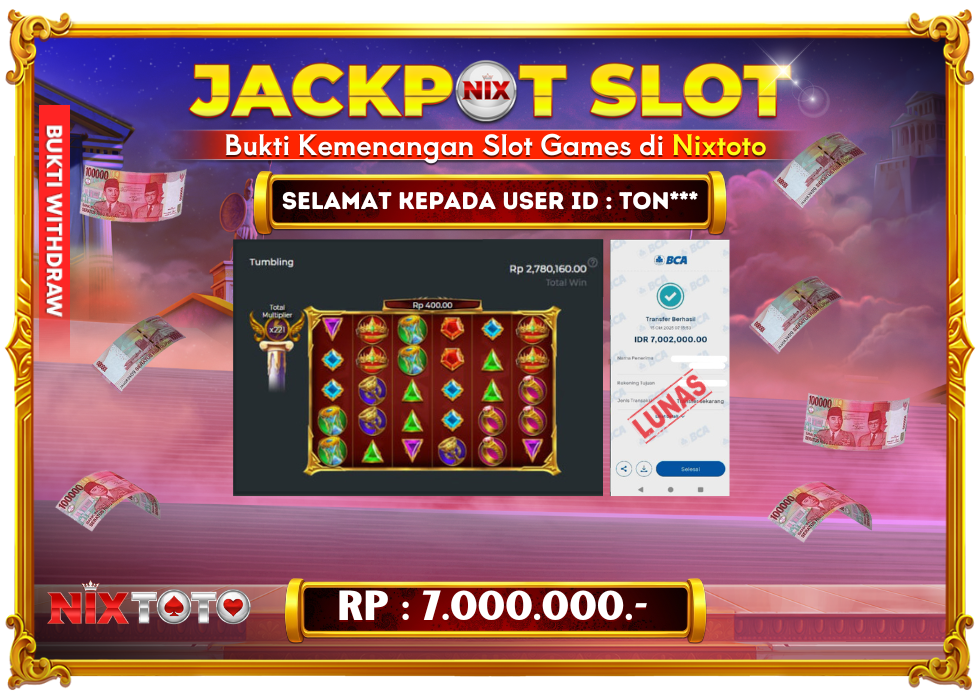 🎰 NIXTOTO JACKPOT SLOT Rp. 7.000.000 LUNAS 🎉