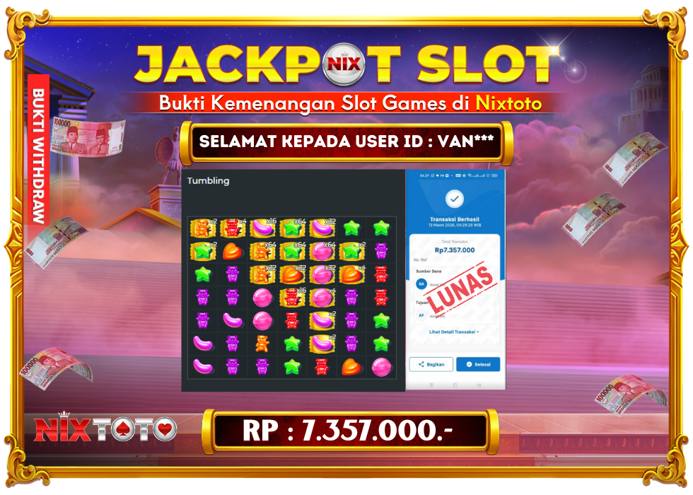 🎰 NIXTOTO JACKPOT SLOT Rp. 7.357.000 LUNAS 🎉