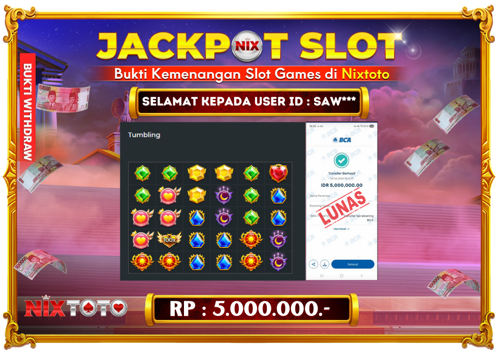 🎰 NIXTOTO JACKPOT SLOT Rp. 5.000.000 LUNAS 🎉