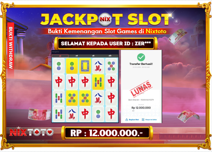 🎰 NIXTOTO JACKPOT SLOT Rp. 12.000.000 LUNAS 🎉