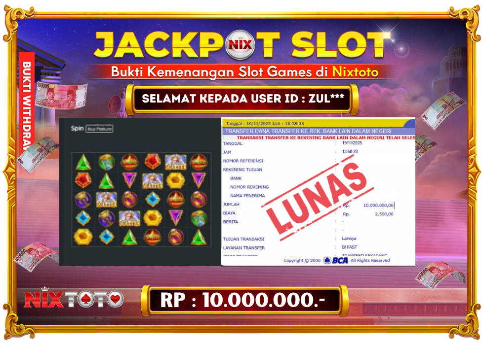 🎰 NIXTOTO JACKPOT SLOT Rp. 10.000.000 LUNAS 🎉