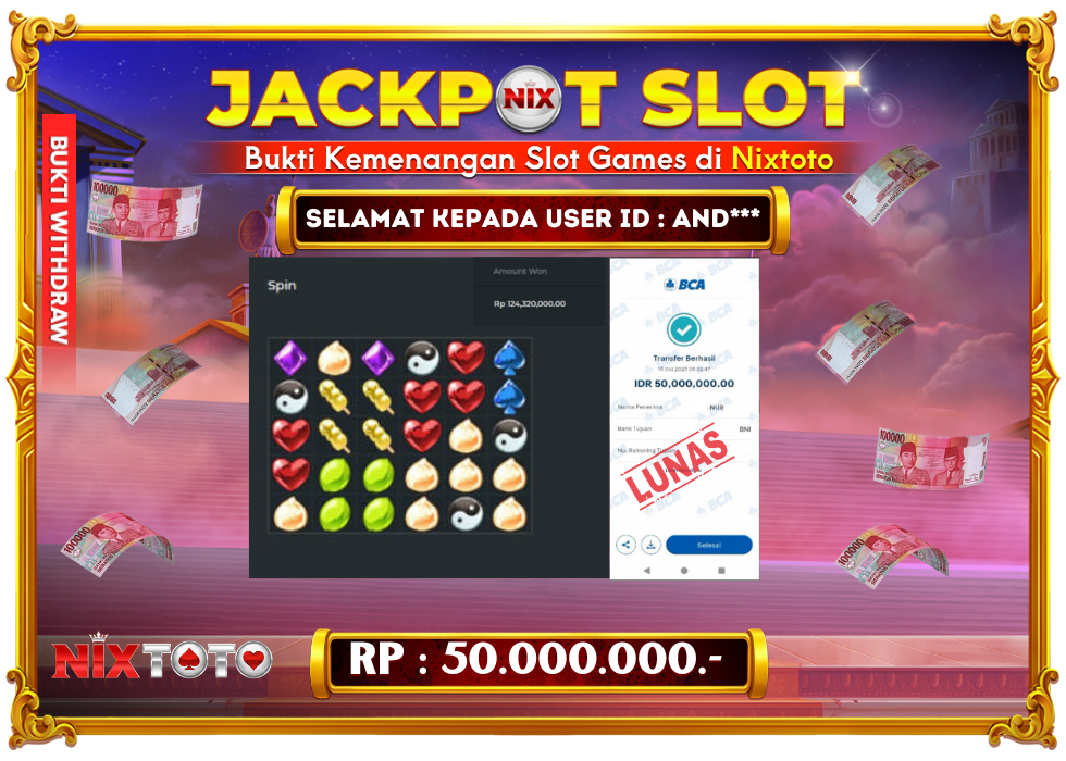 🎰 NIXTOTO JACKPOT SLOT Rp. 50.000.000 LUNAS 🎉
