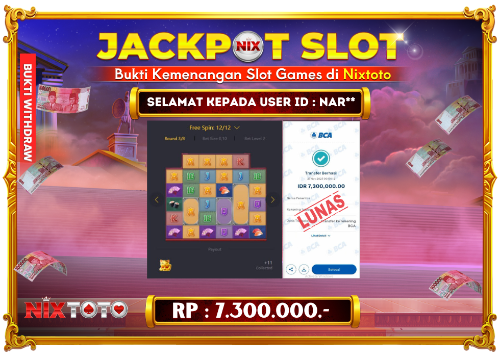 🎰 NIXTOTO JACKPOT SLOT Rp. 7.300.000 LUNAS 🎉