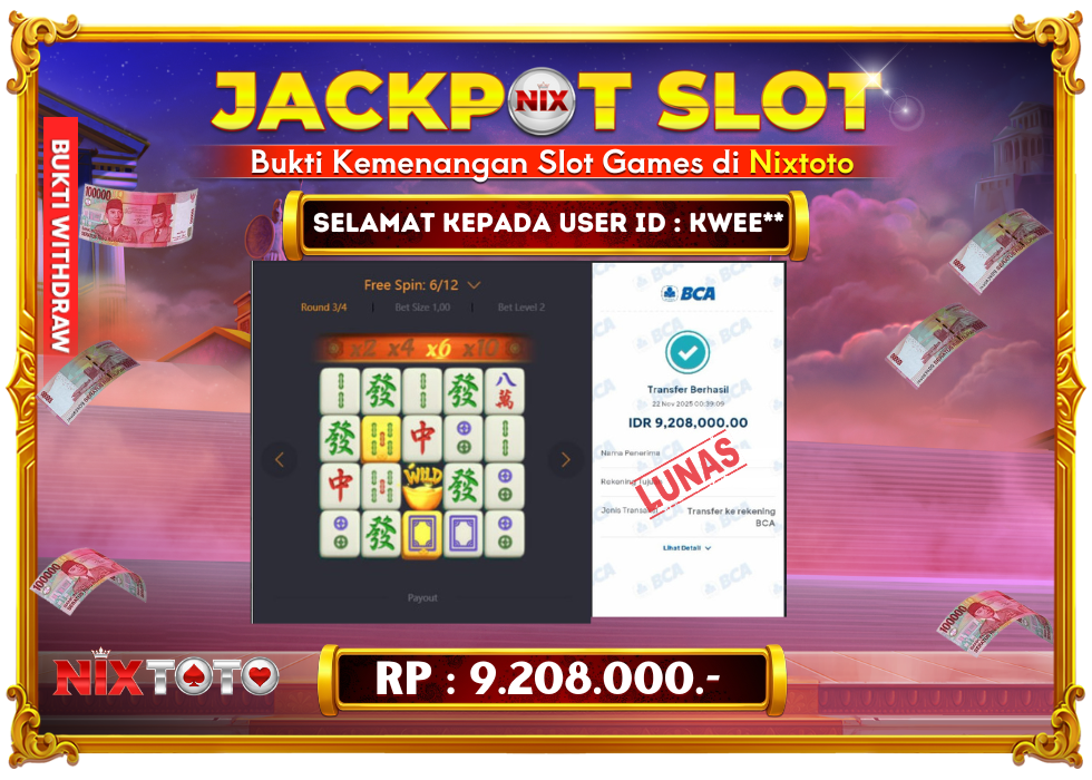 🎰 NIXTOTO JACKPOT SLOT Rp. 9.208.000 LUNAS 🎉