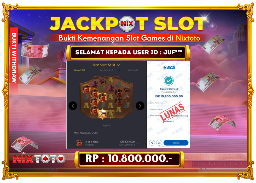🎰 NIXTOTO JACKPOT SLOT Rp. 10.800.000 LUNAS 🎉