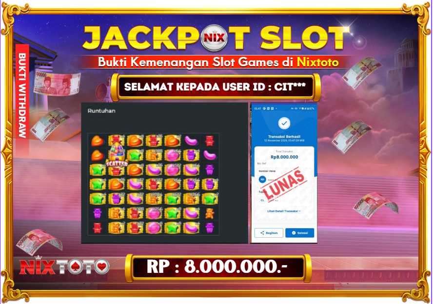 🎰 NIXTOTO JACKPOT SLOT Rp. 8.000.000 LUNAS 🎉