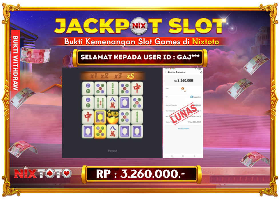 🎰 NIXTOTO JACKPOT SLOT Rp. 3.260.000 LUNAS 🎉