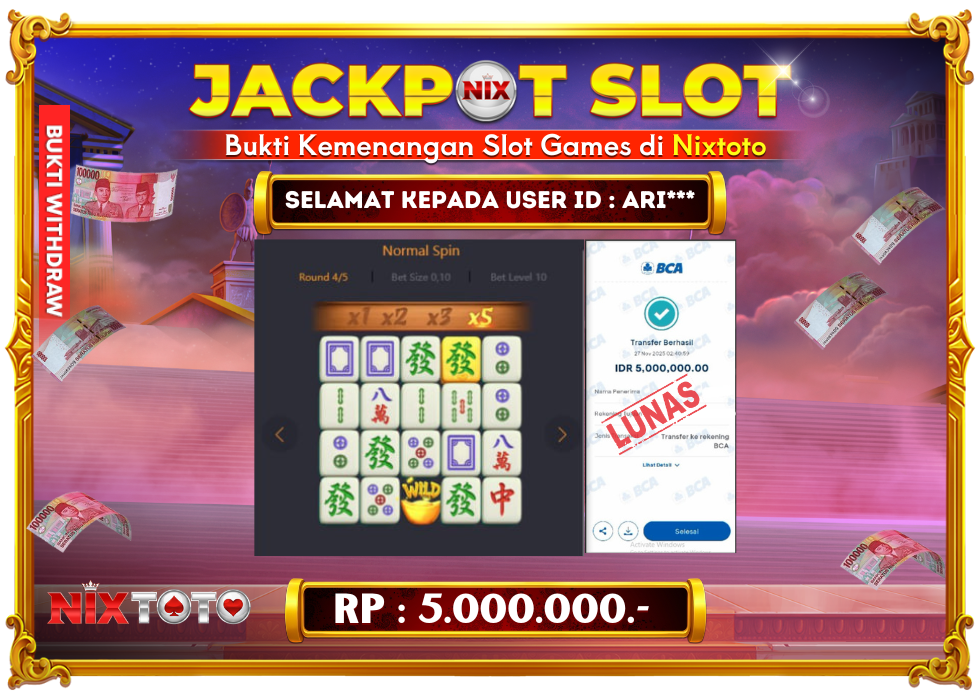 🎰 NIXTOTO JACKPOT SLOT Rp. 5.000.000 LUNAS 🎉